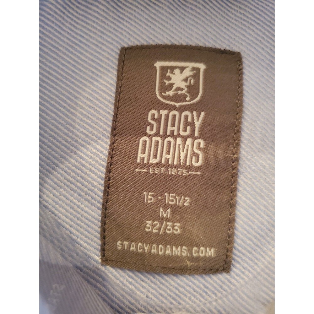 NWT Stacy Adams Modern Fit Dress Shirt Blue 15.5 32/33 M Cotton Button Down Mens - Picture 5 of 11